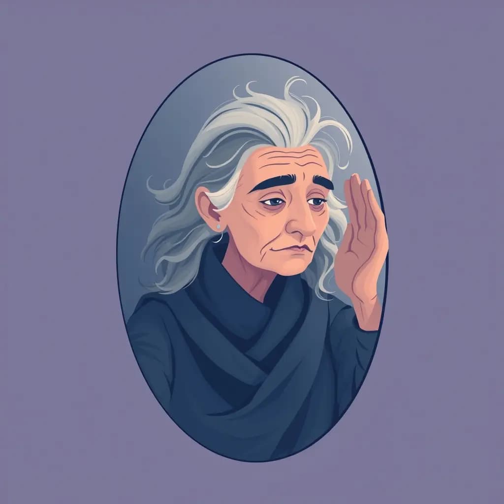 Dream illustration: Sudden aging in mirror