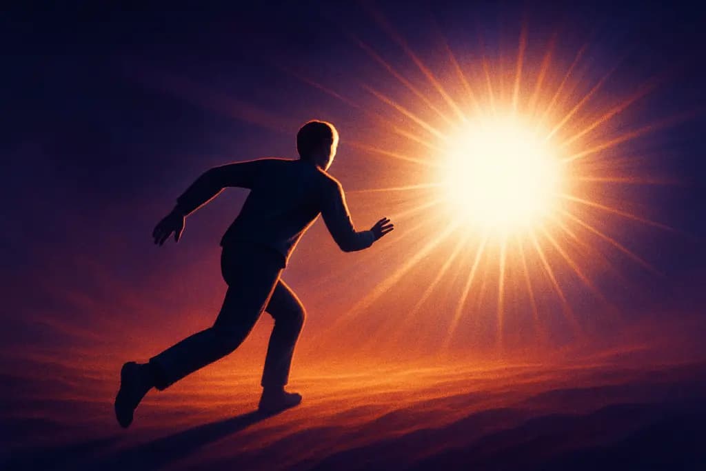 Dream illustration: sudden blinding white light chasing me dream