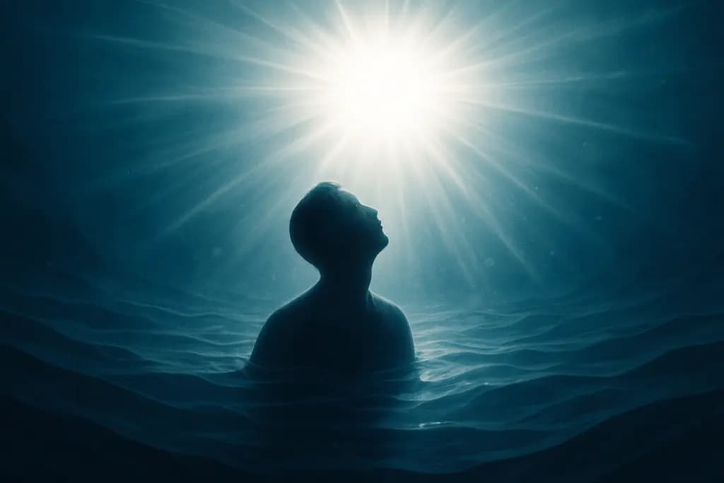Dream illustration: sudden blinding white light in water dream