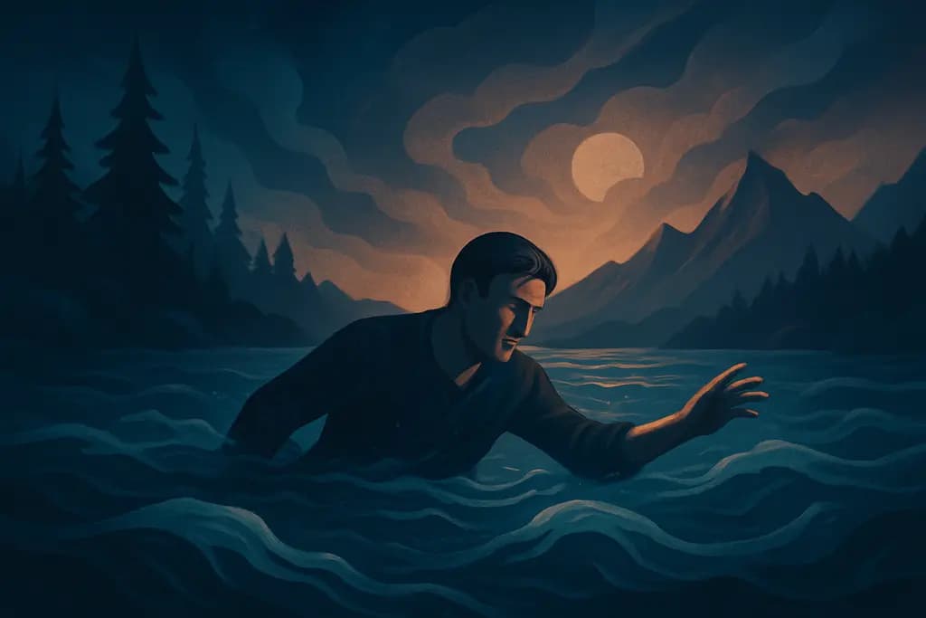 Dream illustration: surviving in the wilderness in water dream