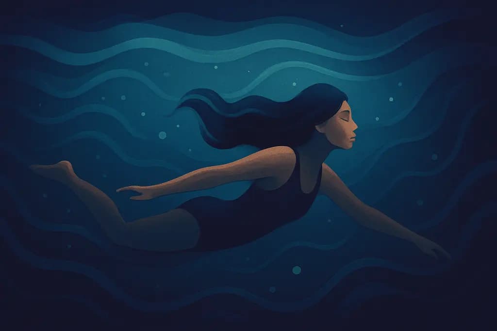 Dream illustration: Swimming in deep water