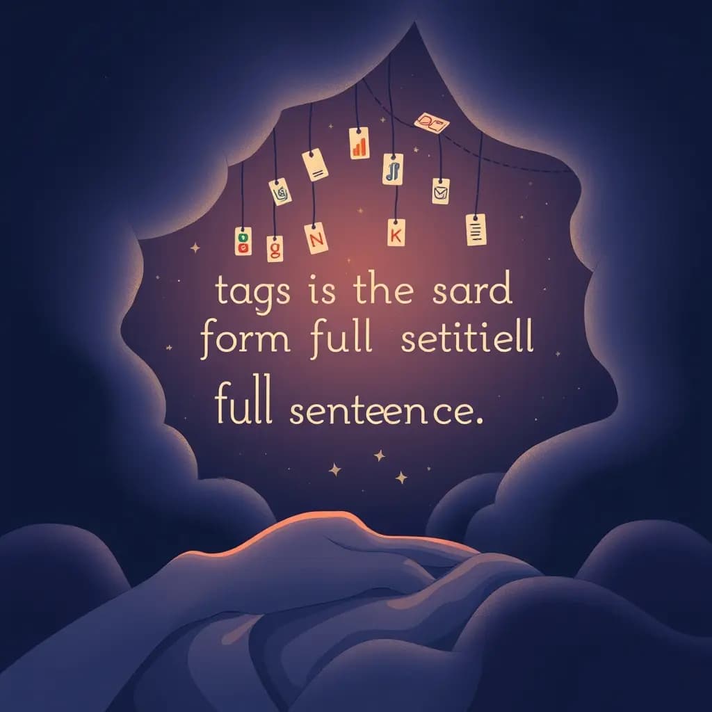 Dream illustration: Tags form a full sentence