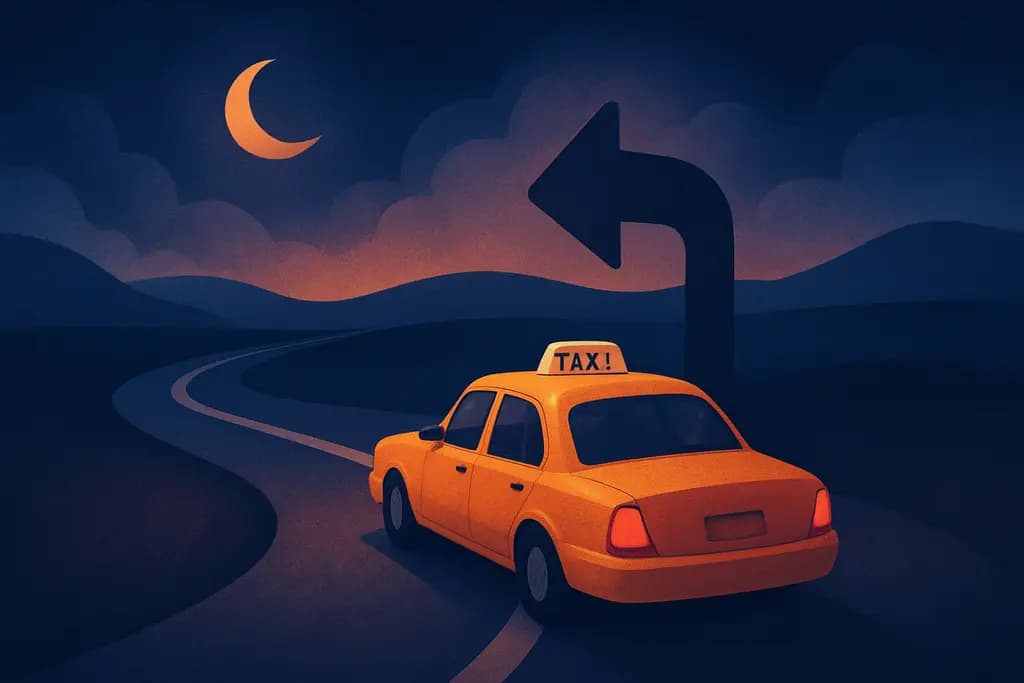 Dream illustration: Taxi Taking a Wrong Turn