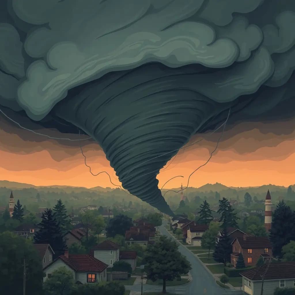 Dream illustration: Tornado over neighborhood