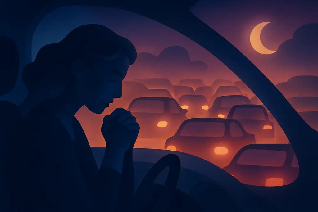 Dream illustration: Traffic jam or stuck in traffic