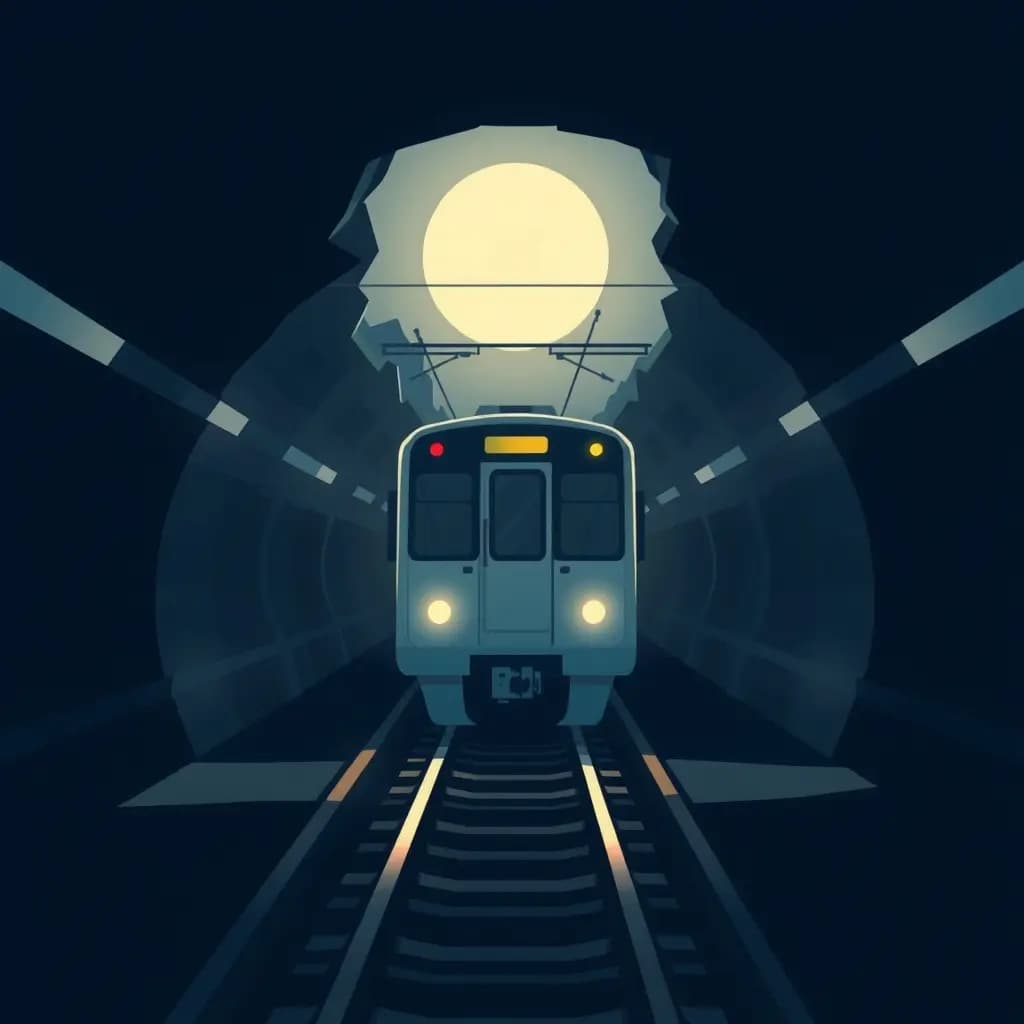 Dream illustration: Train stops between tunnels