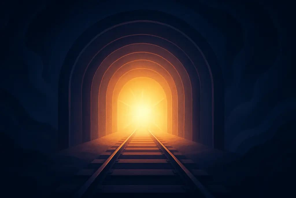 Dream illustration: Train tunnel filled with brilliant light