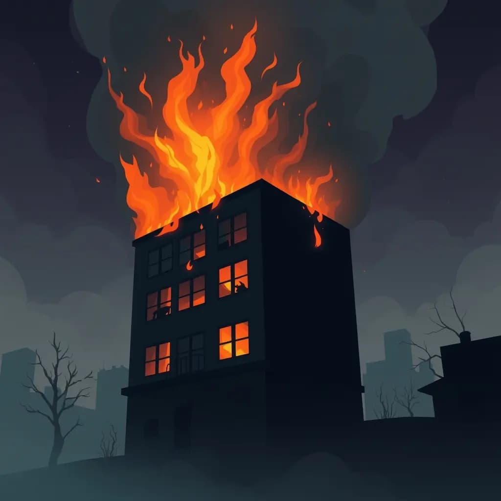 Dream illustration: Trapped in burning building