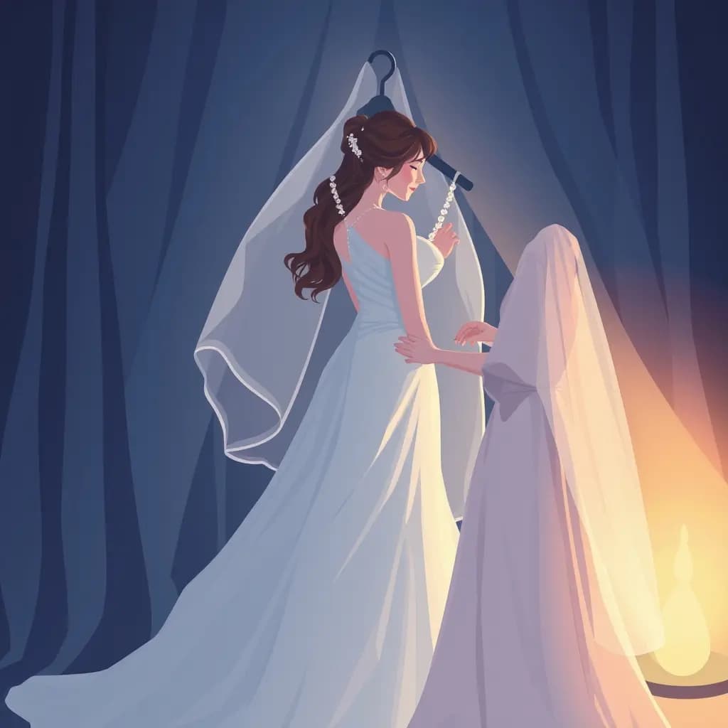 Dream illustration: Trying on a wedding dress
