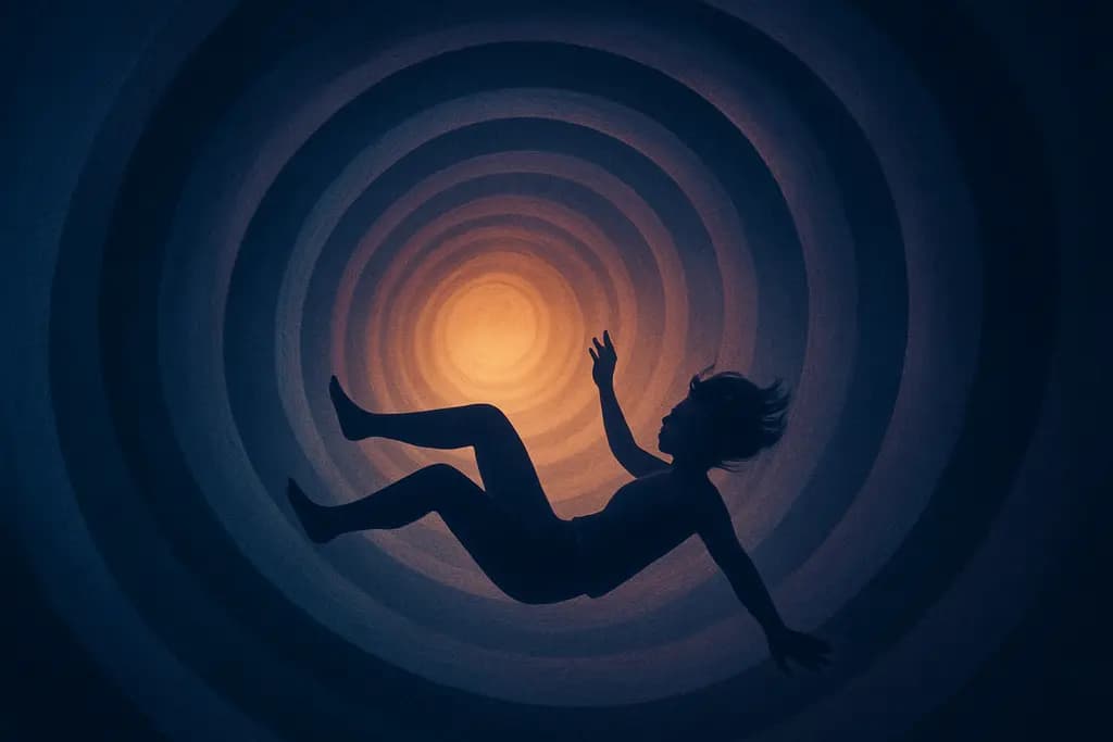 Dream illustration: tunnel vision while falling in a dream