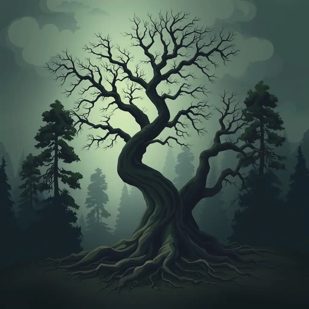 Dream illustration: Twisted trees uprooted in seconds