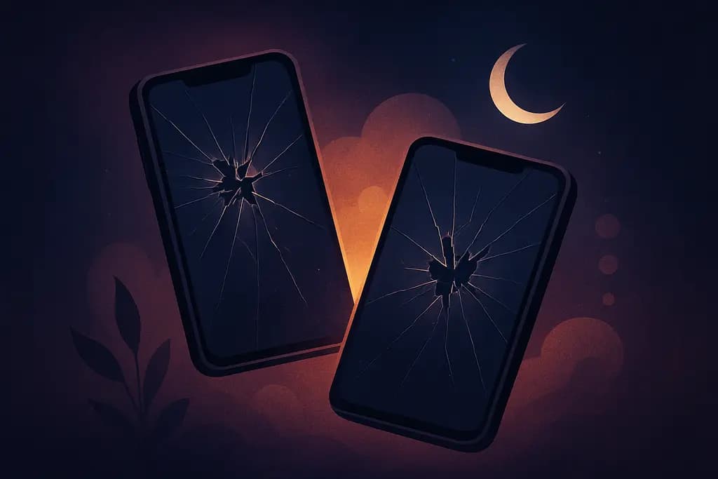 Dream illustration: two broken phone screens dream interpretation