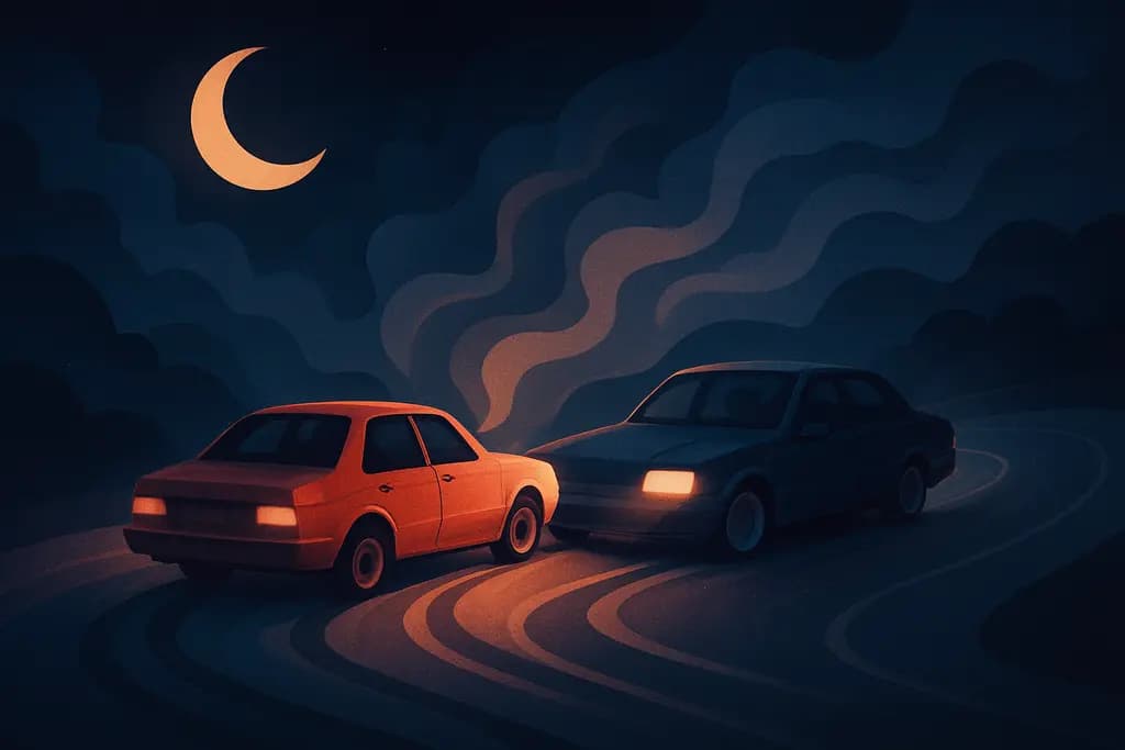 Dream illustration: two cars driving out of control dream