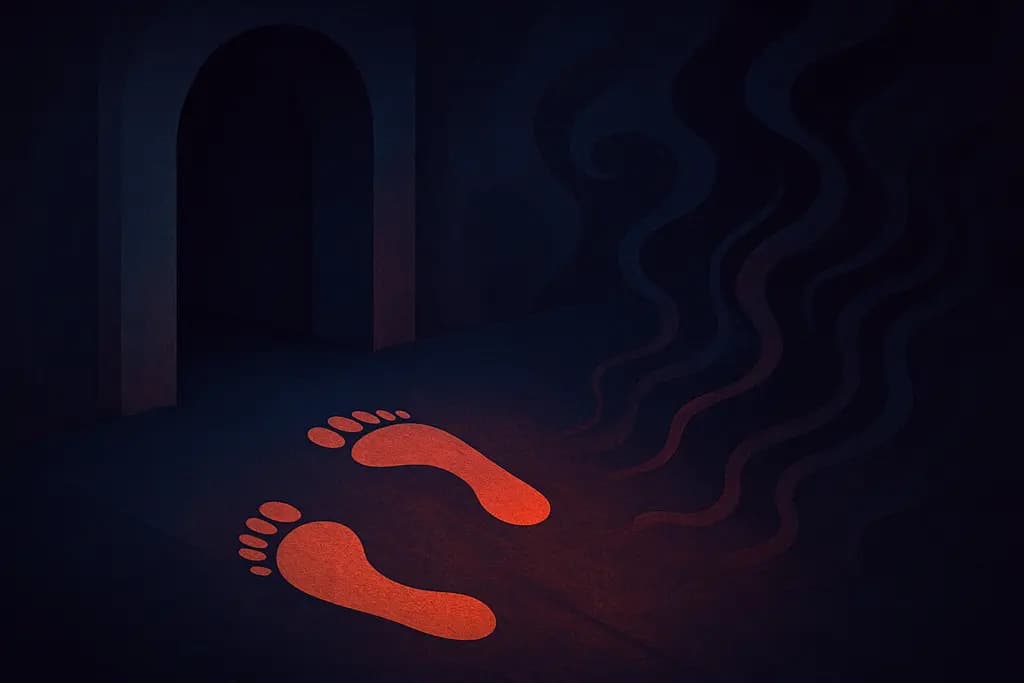 Dream illustration: two footsteps with no one visible behind me