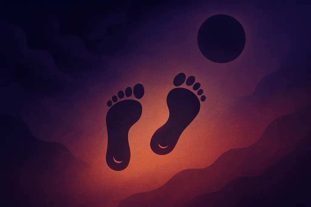 Dream illustration: two footsteps with no one visible