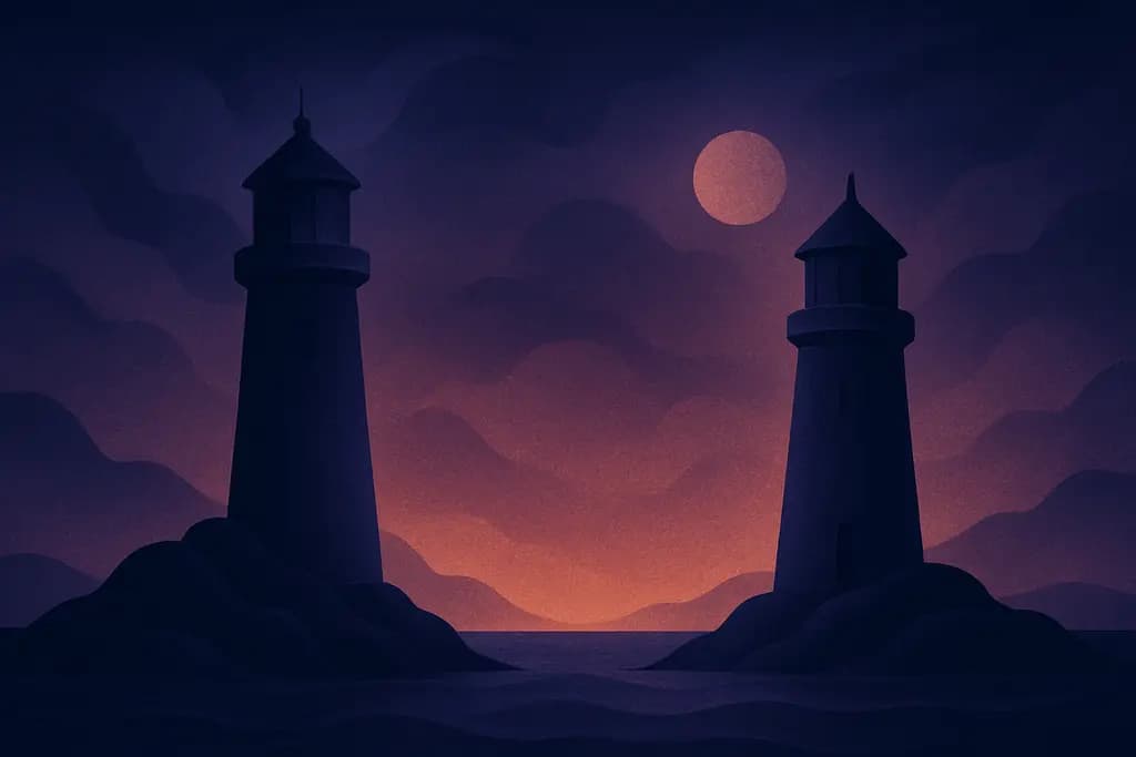 Dream illustration: two lighthouses whose lights go out