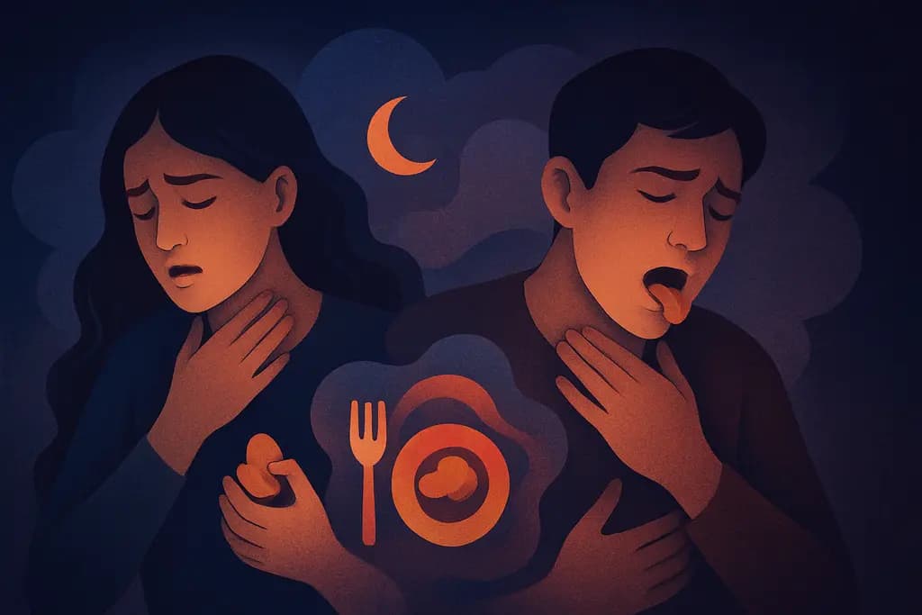 Dream illustration: two people choking on food in a dream
