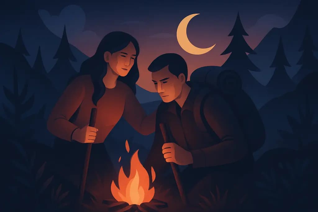 Dream illustration: two people surviving in the wilderness dream