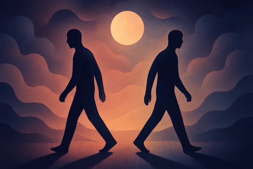 Dream illustration: two shadows acting on their own