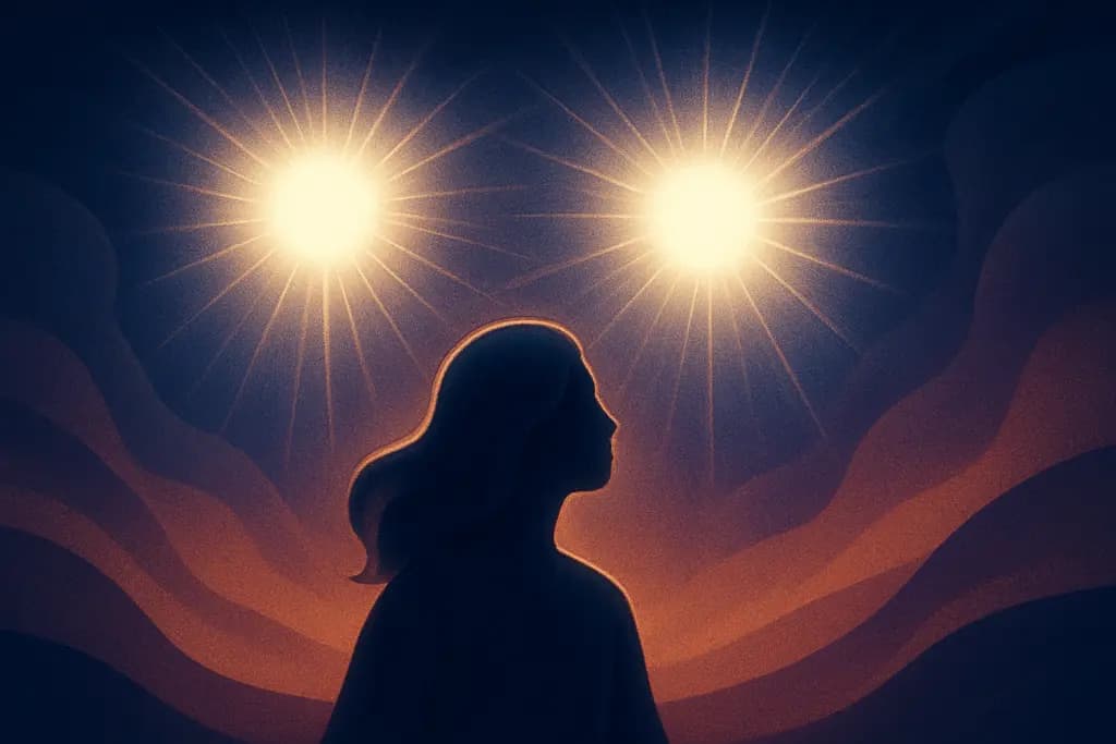 Dream illustration: two sudden blinding white lights dream