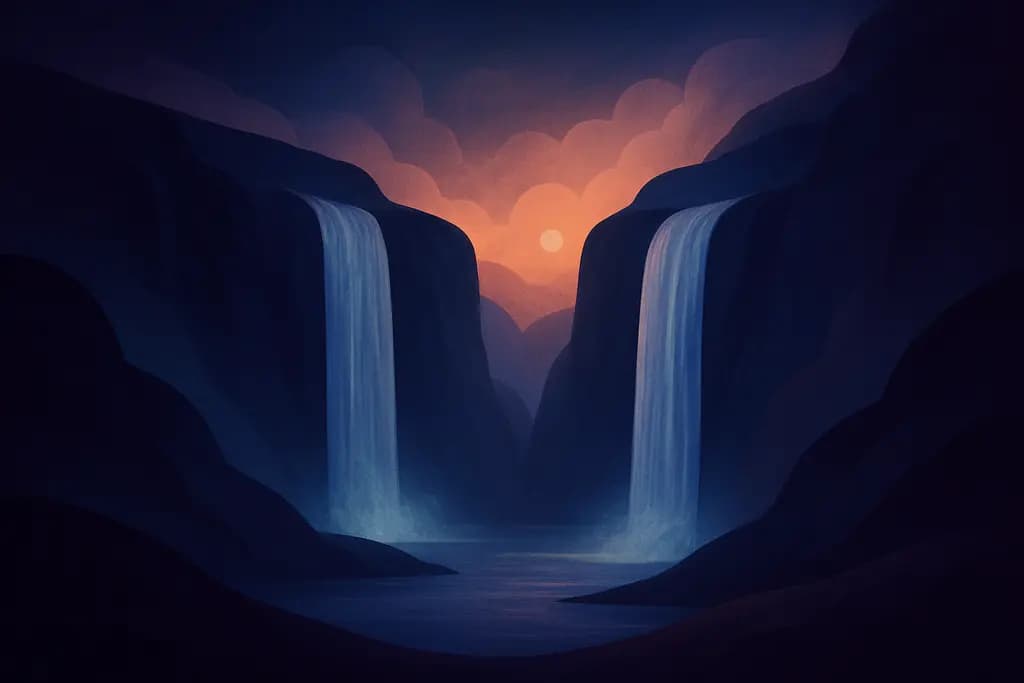 Dream illustration: two waterfalls