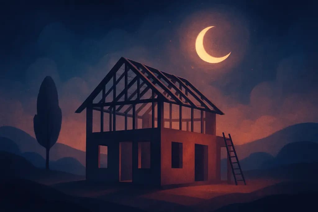 Dream illustration: Unfinished house under construction