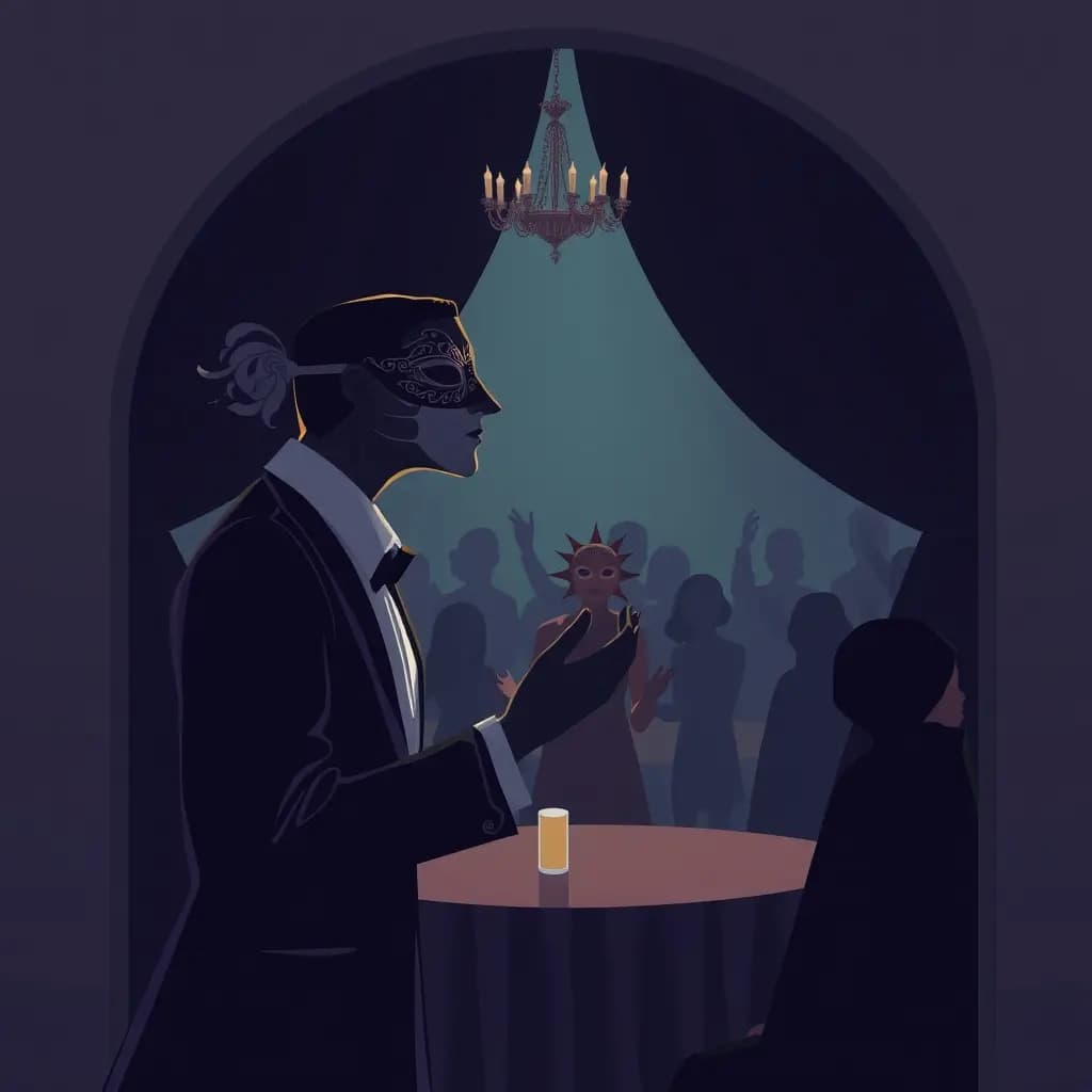 Dream illustration: Unmasked at masquerade ball