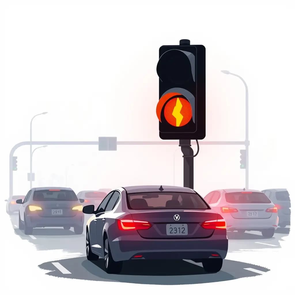 Dream illustration: Unmoving stoplight causing a jam