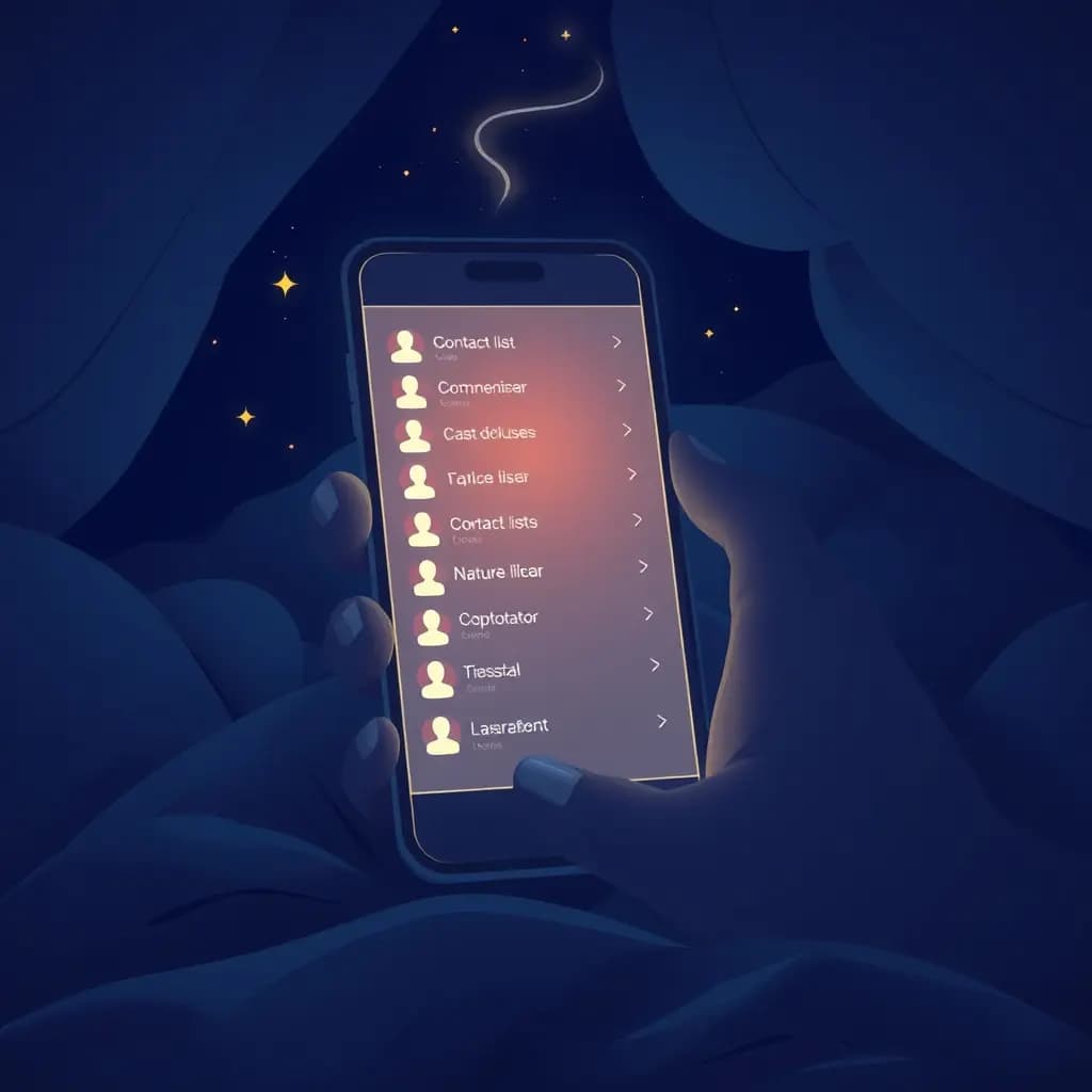 Dream illustration: Unreadable contact list glowing