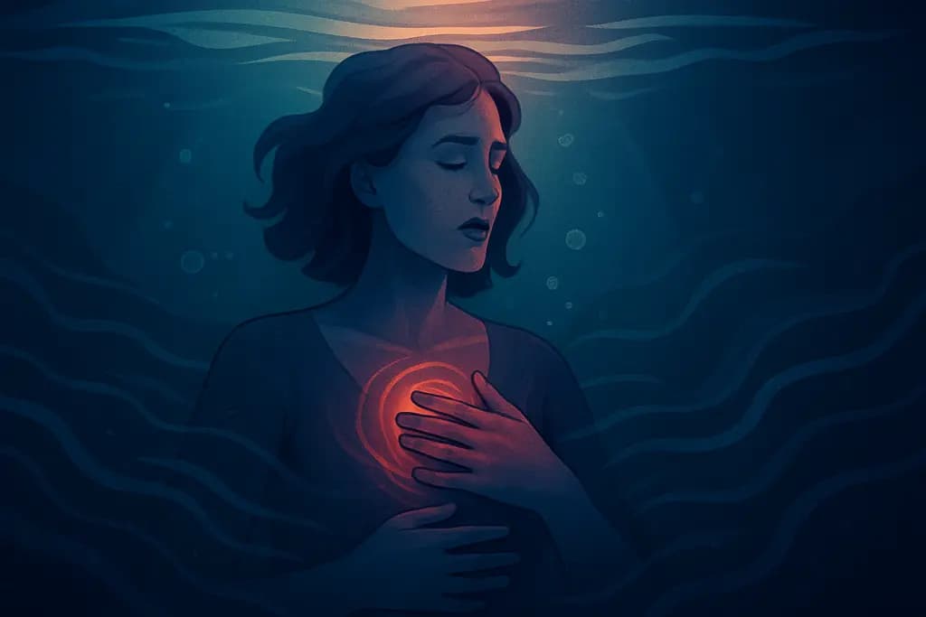 Dream illustration: unseen pressure on your chest in water dream