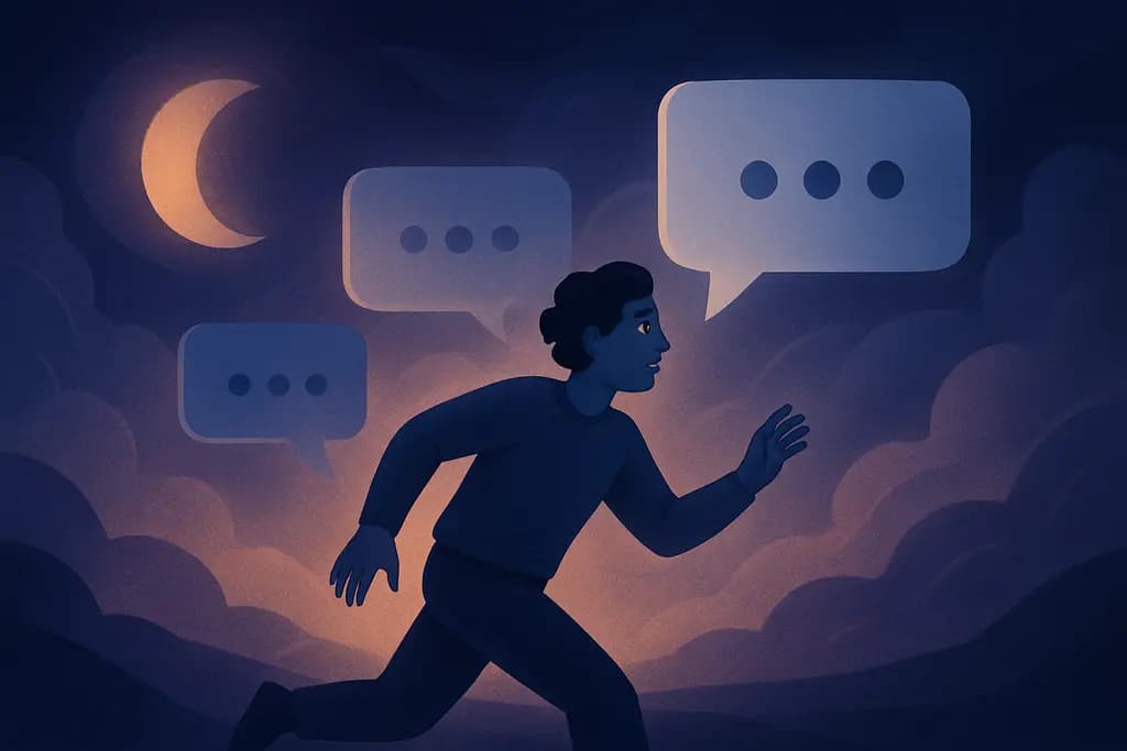 Dream illustration: unsent text messages chasing me in a dream