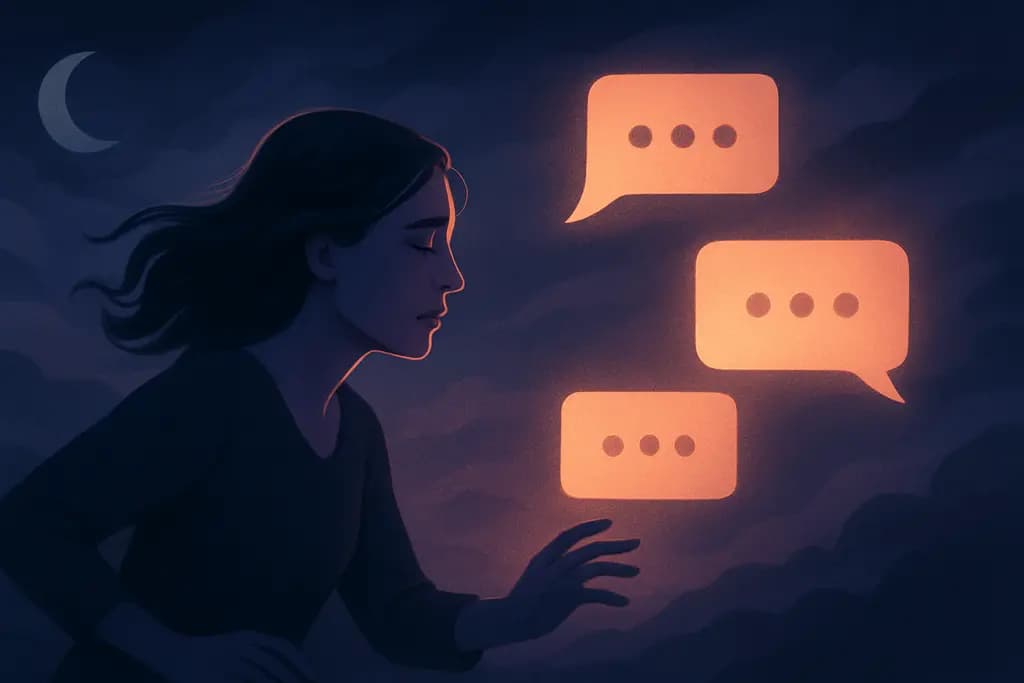 Dream illustration: unsent text messages chasing me in dream