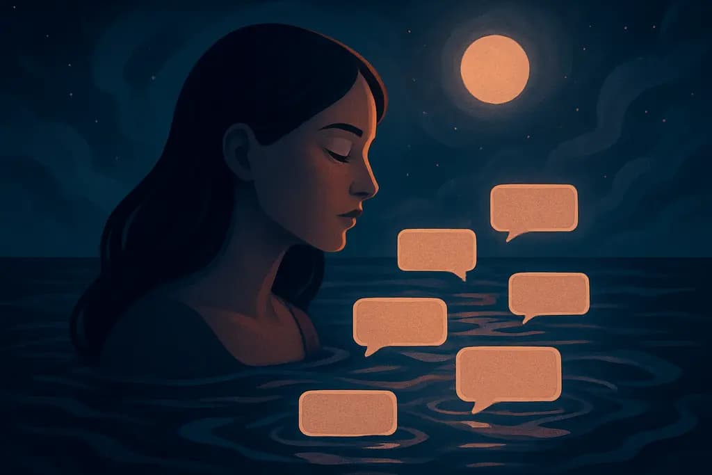 Dream illustration: unsent text messages in water dream