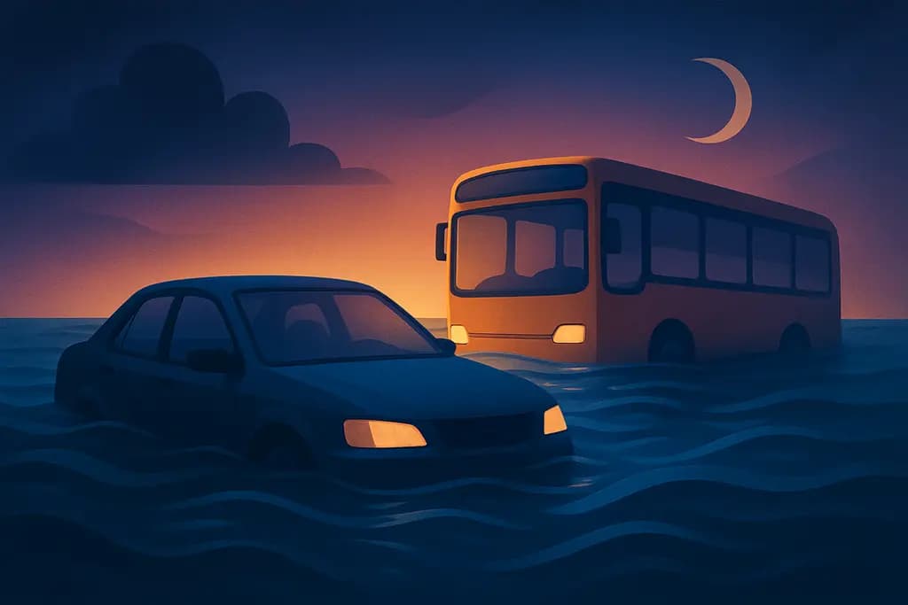 Dream illustration: vehicles in water dream