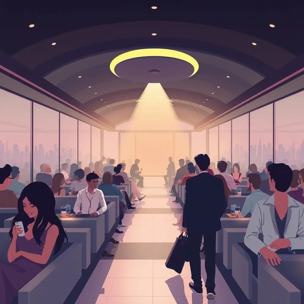 Dream illustration: VIP lounge full of strangers