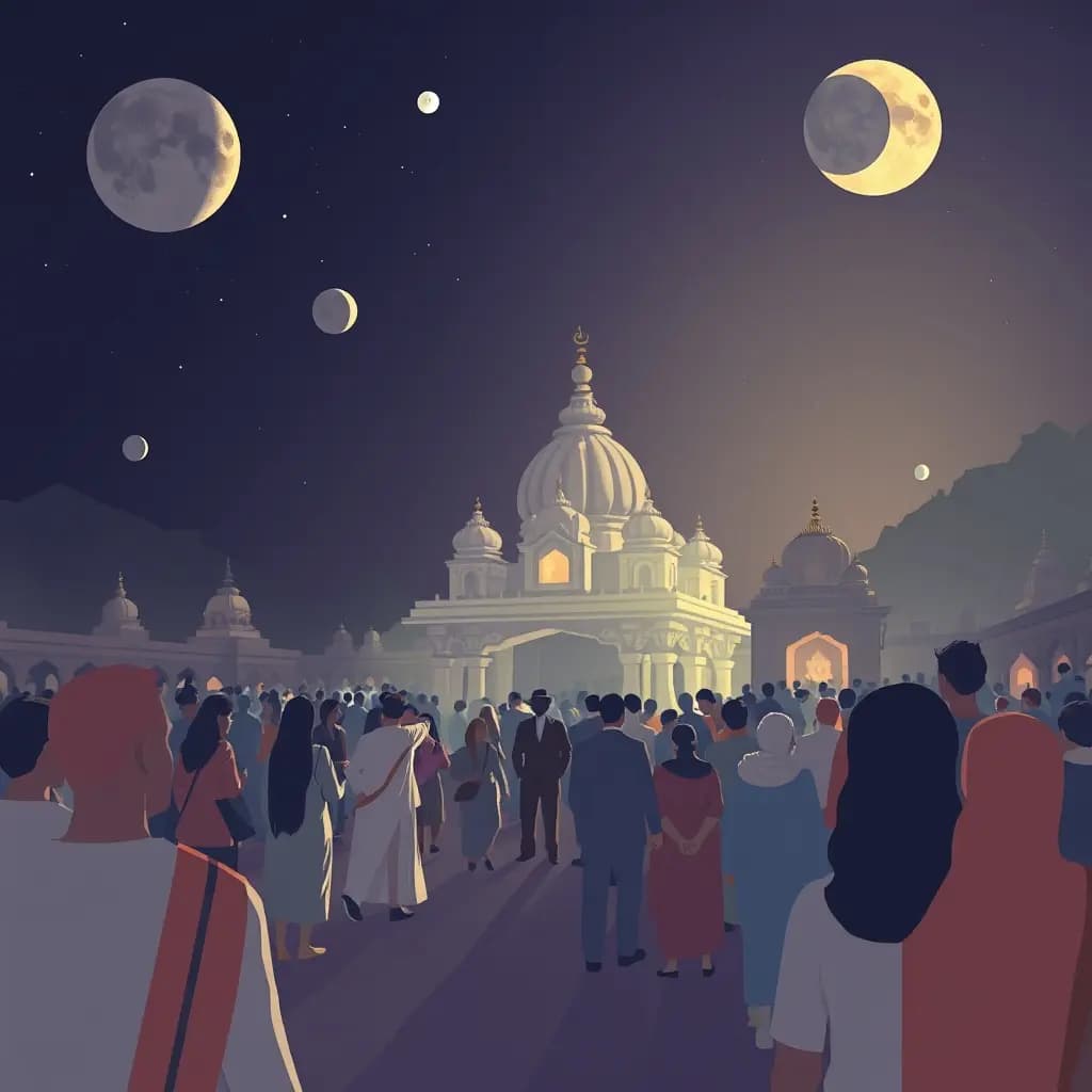 Dream illustration: Visiting a crowded moon temple
