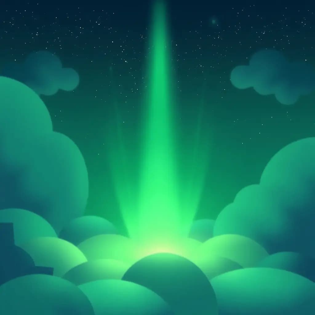 Dream illustration: Vivid emerald-green light