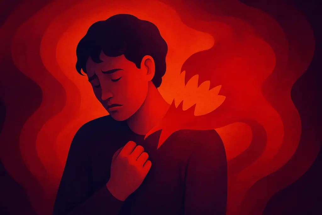 Dream illustration: vivid red all around biting me in dream