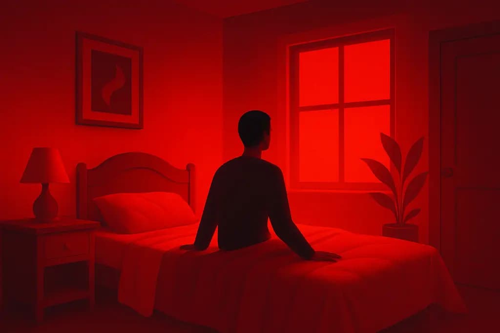 Dream illustration: vivid red all around in house
