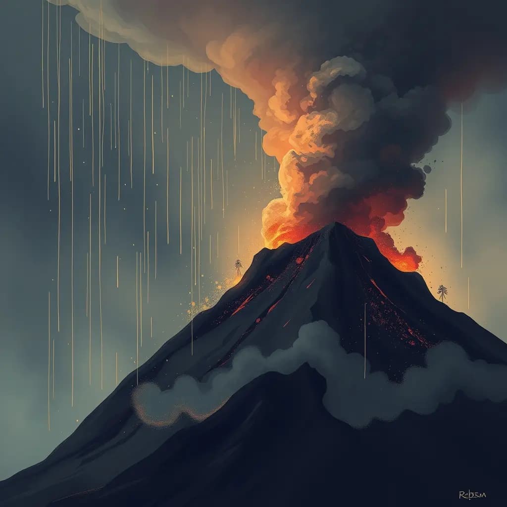 Dream illustration: Volcanic ash falling