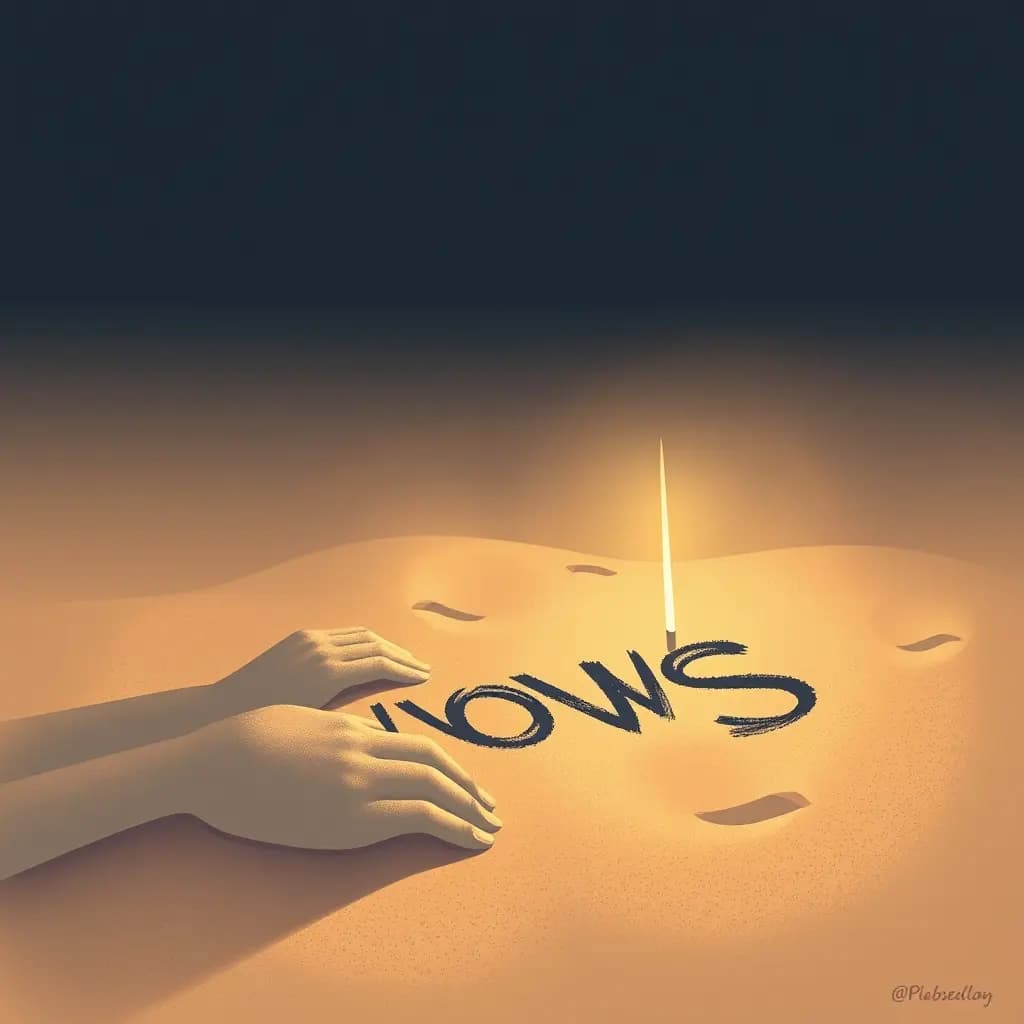 Dream illustration: Vows written in sand