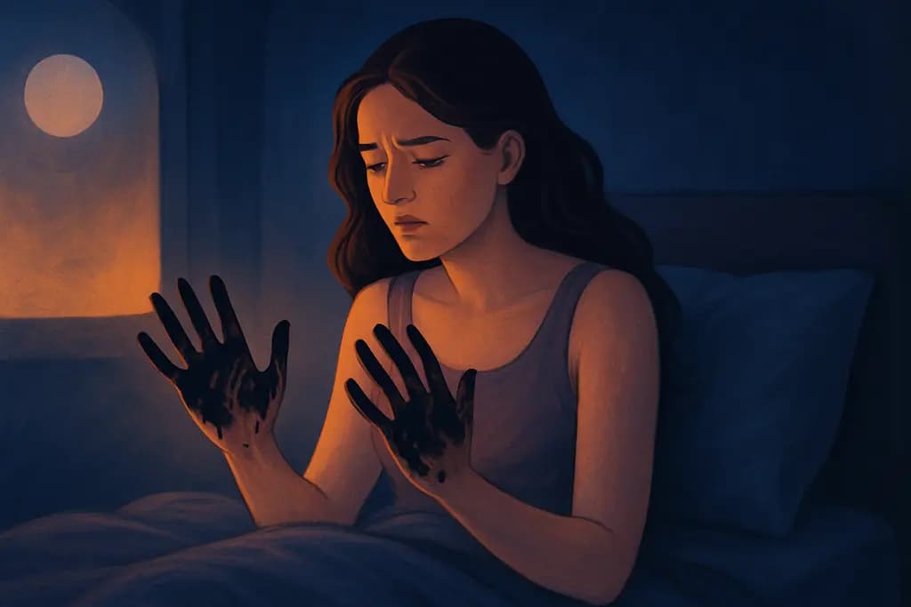 Dream illustration: Waking up with ink-stained hands you can't wash