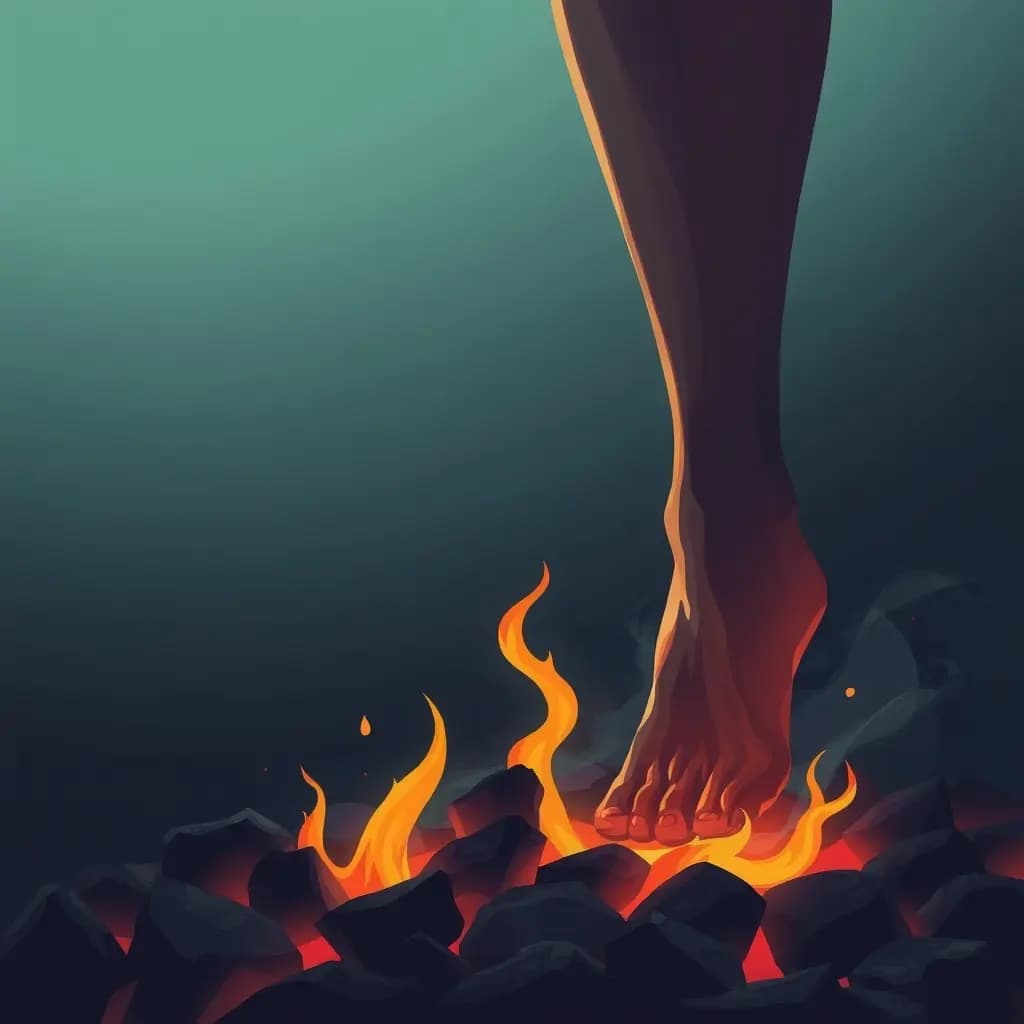 Dream illustration: Walking barefoot on burning coals