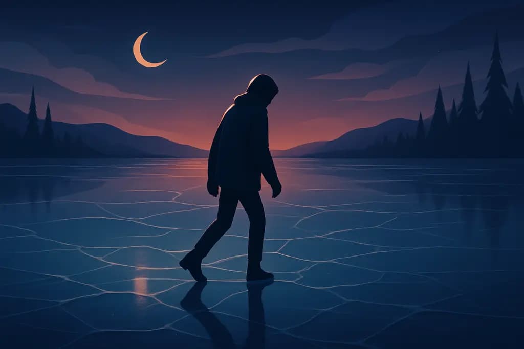 Dream illustration: Walking on ice or a frozen lake