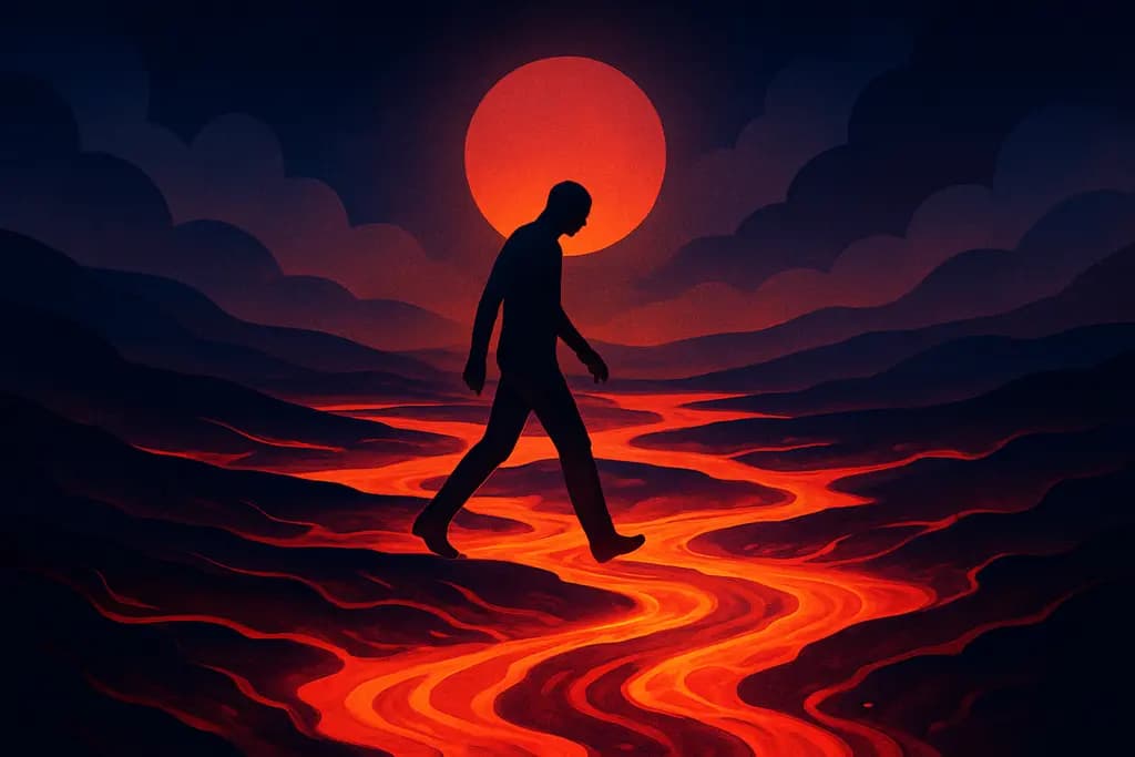 Dream illustration: Walking on lava
