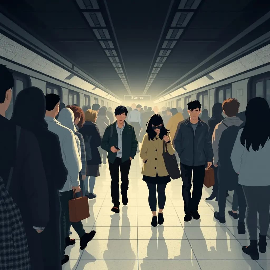 Dream illustration: Walking through a crowded subway that ignores you