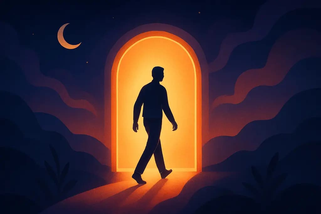 Dream illustration: Walking through a glowing portal