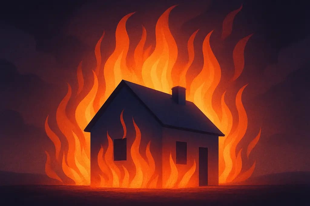 Dream illustration: walls of fire in house