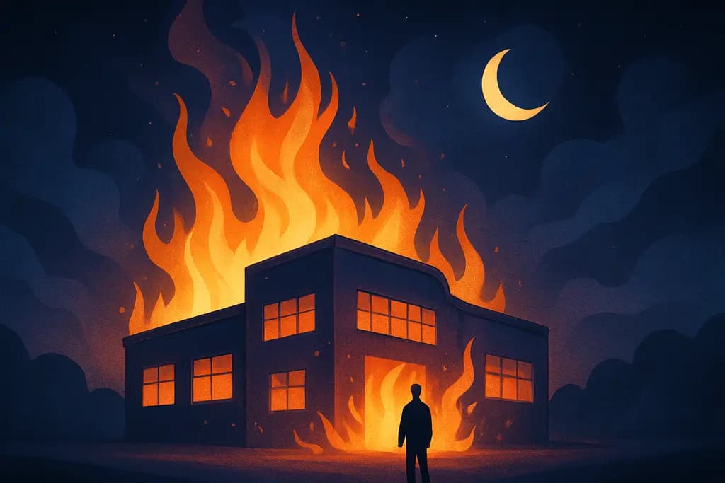 Dream illustration: Warehouse or Office Burning Down