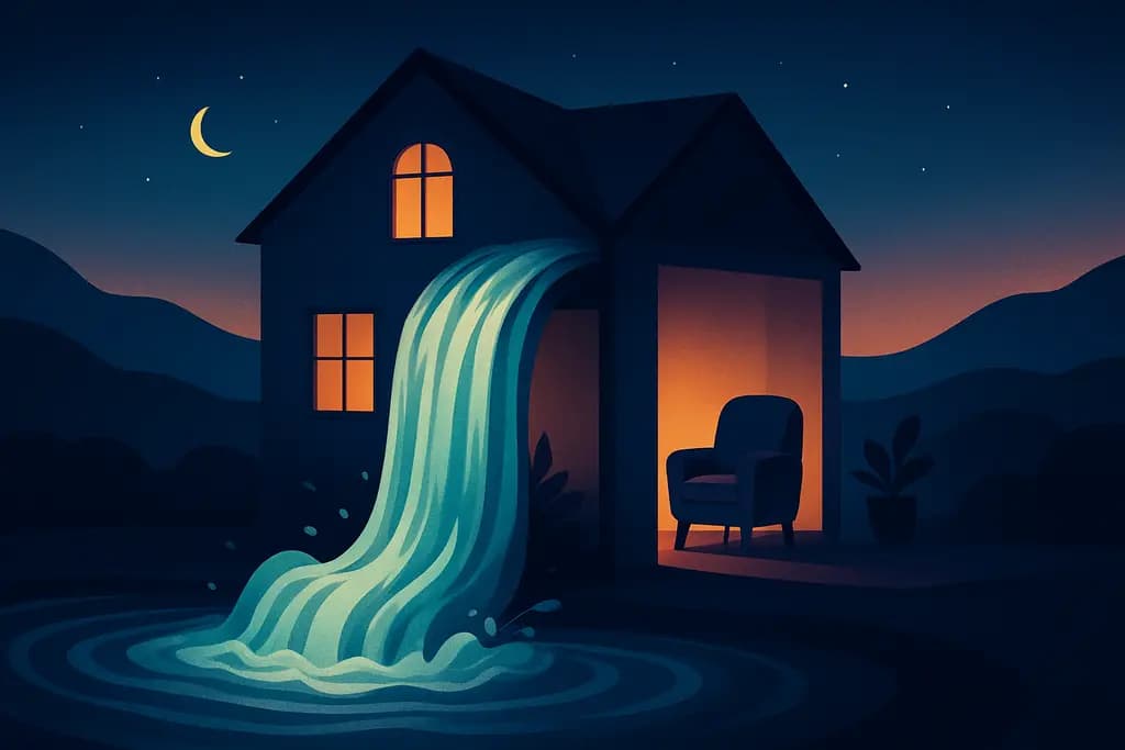Dream illustration: waterfalls in house